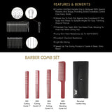JRL Red Barber Comb Set with Pouch