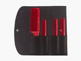 JRL Red Barber Comb Set with Pouch